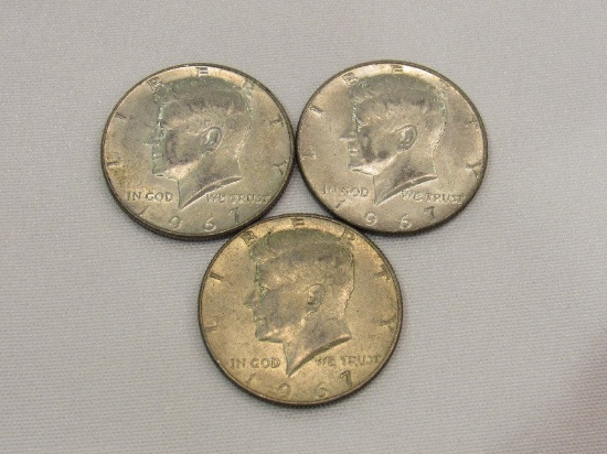 3 1967 Kennedy Half Dollars