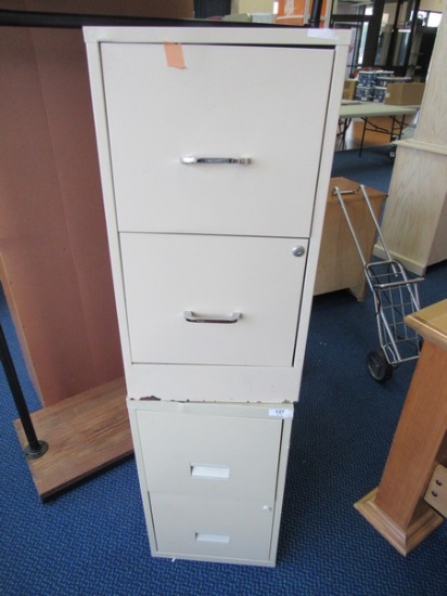 Pair - 2 Tier Metal Filing Cabinets