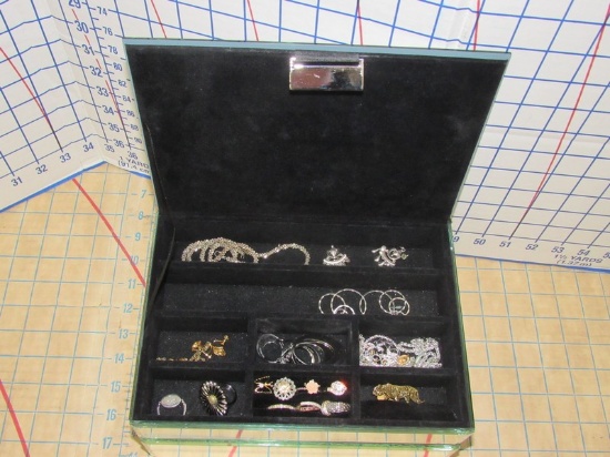 Women's Costume Jewelry in 2 Tier Glass Case