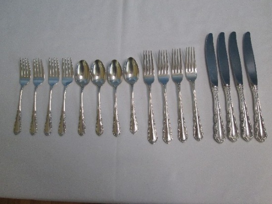 STERLING 16pcs. Wallace Silver Shenandoah Pattern Flatware Pattern 1966 Curvaceous Floral and Scroll