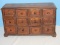 Primitive Walnut Apothecary 12 Drawer Cabinet Wooden Pulls Bracket Feet