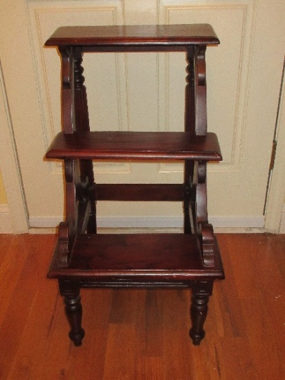 Mahogany Heritage Collection Library Stepladder, Great for Display, Closet Kitchen