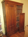 Antique Stately Victorian Era Wardrobe Double Panel Doors/Double Base Drawers