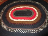 Traditional Braided Area Oval Rug Multicolor Navy, Red, White, Brown
