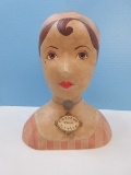 Chapeau Pour Josette Resin Bust Art Deco Flapper Mannequin Head Bust 10 3/4
