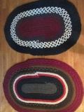2 Traditional Scatter Oval Braided Rugs Blue/Red