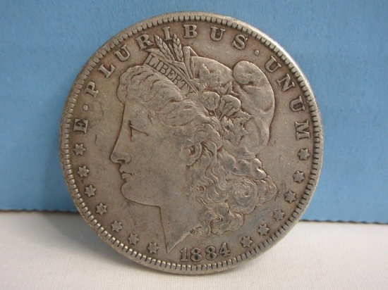 Early 1884 Morgan Silver Dollar Coin Philadelphia Mint Composition 90% Silver