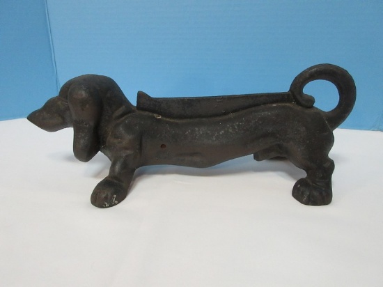 Whimsical Figural Dachshund Wiener Dog Cast Iron Boot Scraper 5" H x 14"