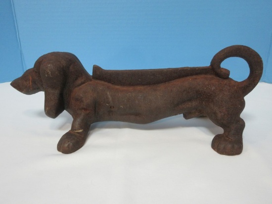 Whimsical Figural Dachshund Wiener Dog Cast Iron Boot Scraper 5" H x 14"