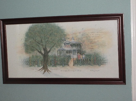 Titled "Let Us Guide Our Children" Verse Fine Art Print Attributed to D. Morgan Victorian House