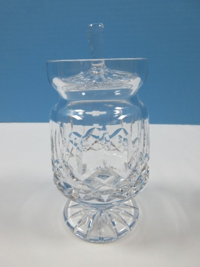 Waterford Crystal Lismore Pattern Jam/Jelly and Lid 5 3/4" Footed Jar with Tall Knob
