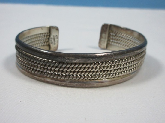 Sterling Silver Braided Rope Design Cuff Bracelet
