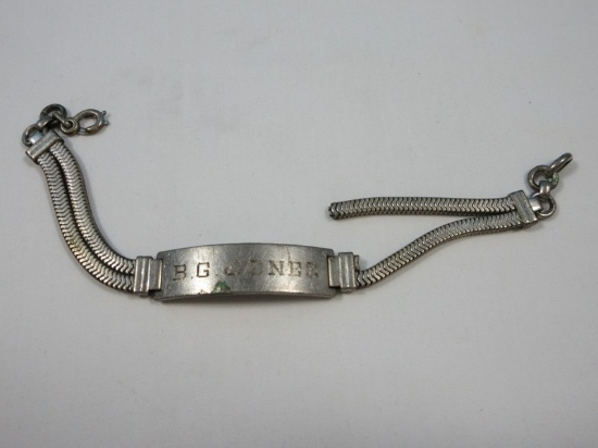 Frostner Sterling ID Bracelet Engraved "B.G. Jones" Double Band