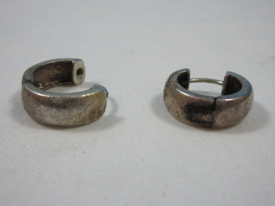 925 Sterling Silver Hoop Pierced Earrings 4.03G+-