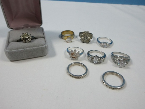 9 Sparkling Cubic Zirconia/Rhinestone Marquise Cut, Ring Guard Bands, Cluster etc.