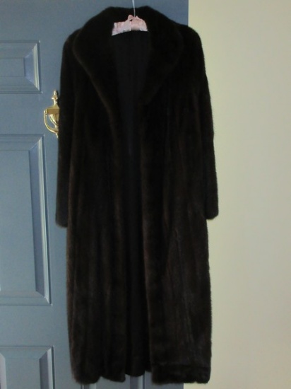 Mink Full Length Fur Coat No Labels Approx 49"L Collar to Base