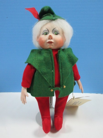 Collector Dolls by Bettie Powell Porcelain "Snipe" 10" Christmas Elf J&H Wolf Original Production