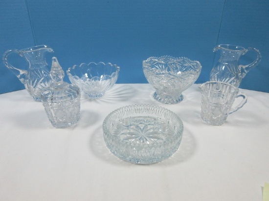 Crystal Collection Pair 6" Palm Design Pitcher w/Applied Handle, 5 3/4" Mikasa Open Candy