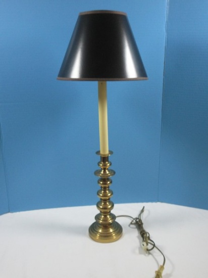 Traditional Brass Console Candlestick 25" Table Lamp Black Shade