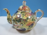 Royal Danube Porcelain China Various Fruit and Foliage Pattern Gold Trim Teapot and Lid
