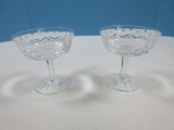Pair Waterford Crystal Lismore Pattern Vertical Cut Bowl Multisided Stem 4 1/8