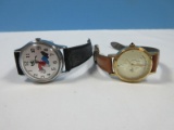 2 Walt Disney Lorus Quartz Wrist Watches Mickey Mouse & Goofy Designs