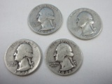 4-1948 Washington Silver Quarters Philadelphia No Mint Mark 90% Silver
