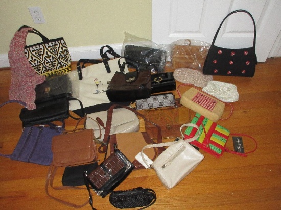 Lot Ladies Pocketbooks, Handbags, Shoulder Bags Clutch Brighton Style, Eel Skin, Sandra Roberts