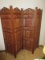 Stone Lantern Hand Carved Shesham Wood 4 Panel Folding Screen Room Divider Intricately Carv