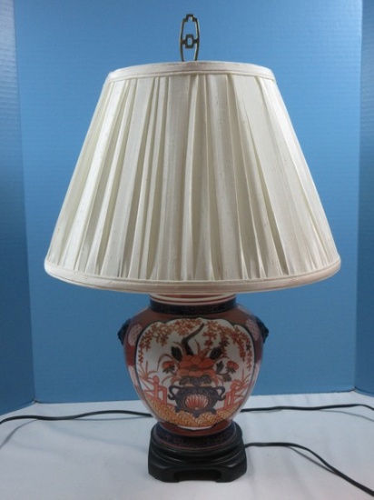 Heyward House Splendid Semi Porcelain 22" Temple Jar Table Lamp on Simulated Footed Wood