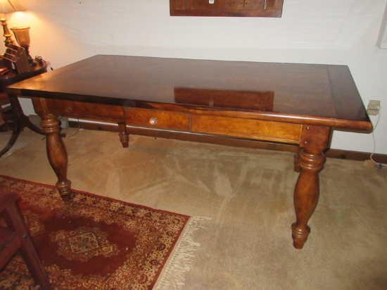 Pulaski Furniture Grandiose Partners Desk Neoclassical Style Fruitwood Finish on Balustrade Leg