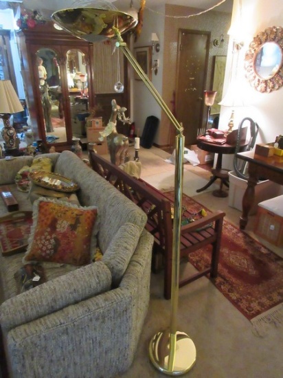 Transitional Modern Cantilever Dual Light Floor Lamp Brass Tone Dimmer Switch Control