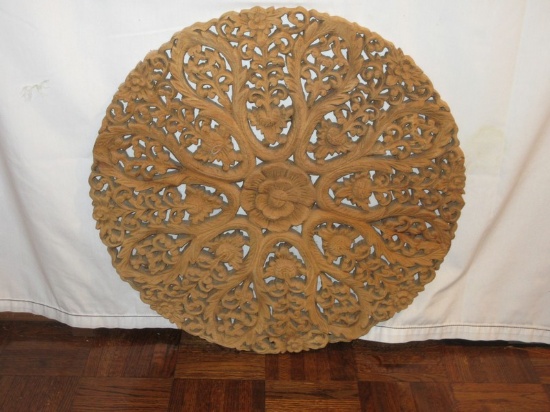 Intricately Detailed 23 1/4" Disc Wall Art D‚cor India Design Flowers and Foliage