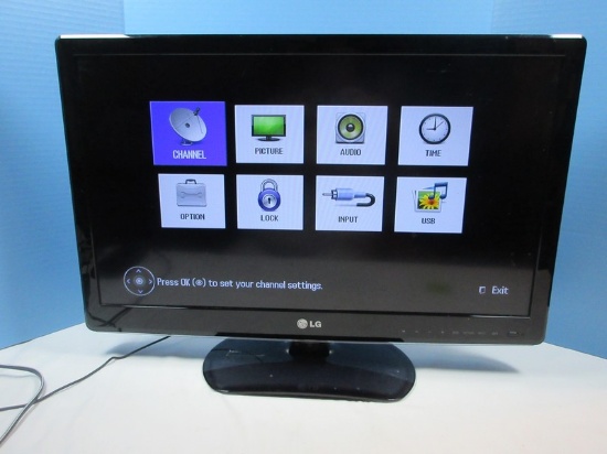 LG 26" Flat Screen TV On Stand Powers on No Remote