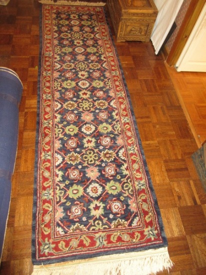Traditional Persian Design 100% Wool Pile Hand Tufted Rug Runner Navy/Rust Colors