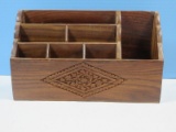 India Arts Shisham Wood Carved Desk Organizer Box Letter Holder w/Compartments