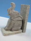 Artisan Hand Carved Soap Stone Elephant Figure Bookend
