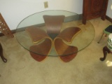 Incredible Find Mid Century Modern Bentwood Coffee Table Glass top Sculptural Base