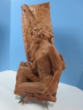 Clay Wall Art Sculpture Semi Nude Woman Figure in Pose Position
