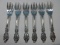6 Oneida Heirloom Sterling Silverware Individual Pierced Salad Forks 281G+-
