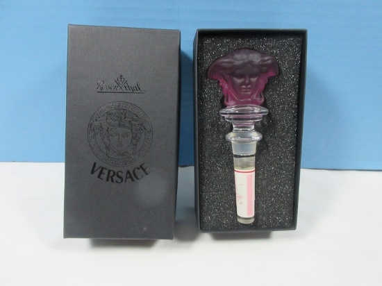 Rosenthal Medusa Versace Amethyst Frosted Head Wine Bottle Stopper NIB