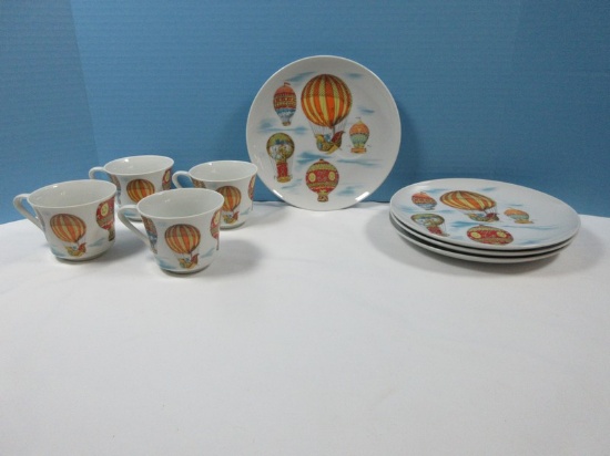 Charming 8 pc Set Taste Seller Sigma Fancy Flite Whimsical Hot Air Balloons Design 8 1/4" Snack