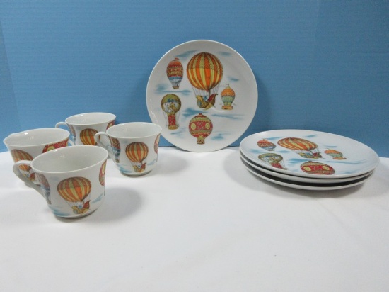 Charming 8 pc Snack Set Taste Seller Sigma Fancy Flite Whimsical Hot Air Balloons Design