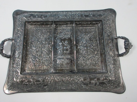 Derby S.P. Co. Internationals Co. Heavily Embellished 3 Part Server Farm Cattle Scenes, Floral,?