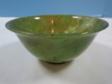 Rare Find Carved Chinese Jade Bowl Footed Flared Rim.  Approx 2