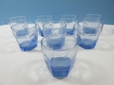 Set of 8 Libbey Glass Co. Chivalry Blue Pattern 3 3/8