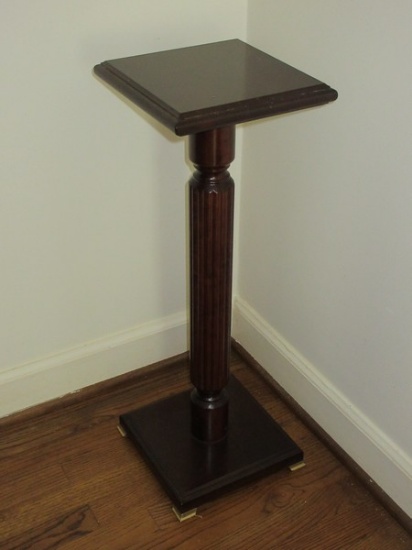 Bombay Co. Stately Mahogany Finish Reed Column Pedestal Plant Stand/Display Stand w/?.