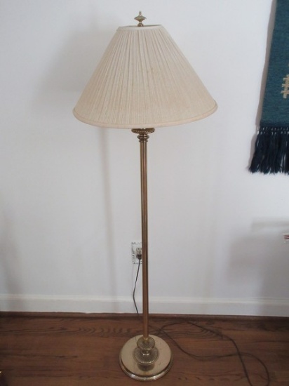 57" Brass Tone Floor Lamp Raised Medallion Design