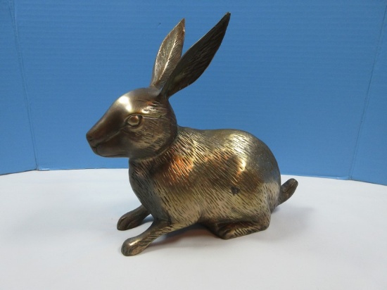 Figural 10" Brass Long Far Bunny Rabbit Statuette