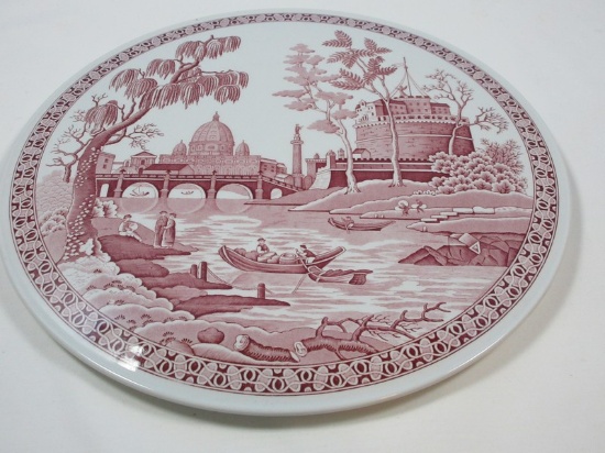 Spode Archive Collection Cranberry Georgian Series "Rome" Pattern 11 1/2" Round Cake Plate